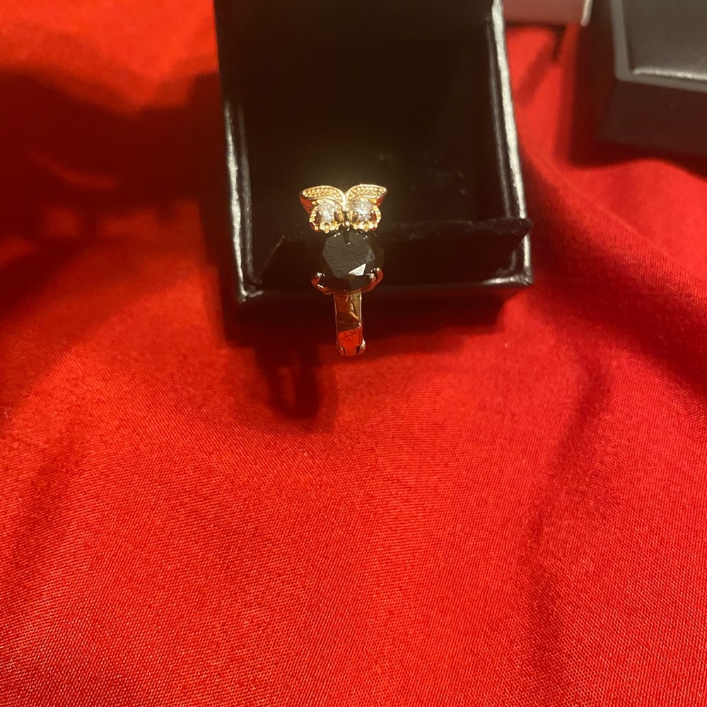 Gold Owl, diamond and black onyx single earring.
